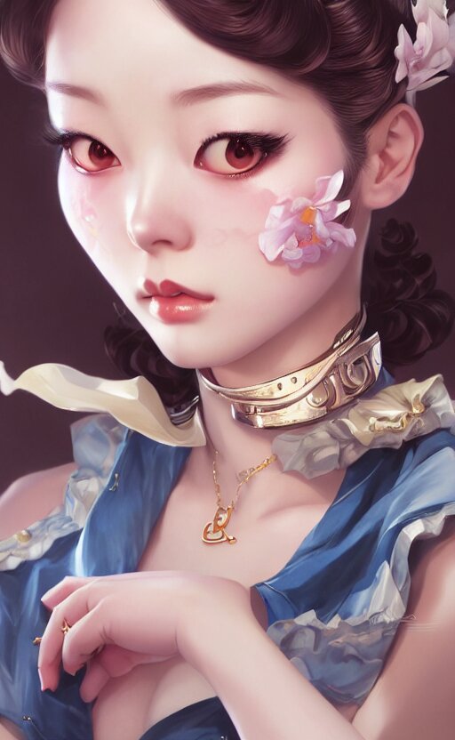 a pin up and beautiful fashion charming dreamlke korea girl with lv jewelry, character art, art by artgerm lau and kyoung hwan kim and and ilya kuvshinov and john singer sargent, hyperdetailed, 8 k realistic, symmetrical, frostbite 3 engine, cryengine, dof, trending on artstation, digital art 