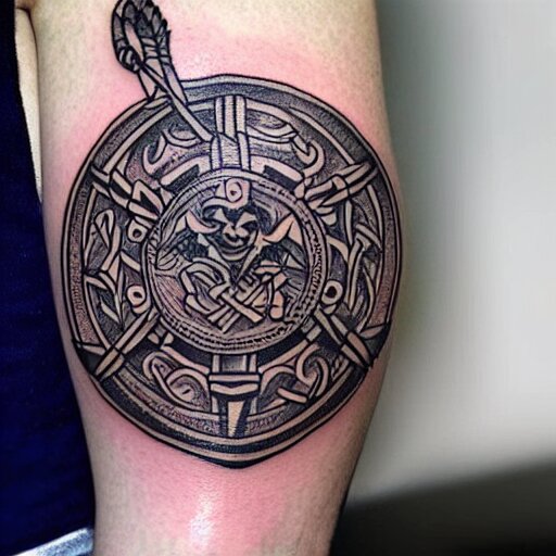 simple tattoo of a viking holding a shield by sailor jerry 