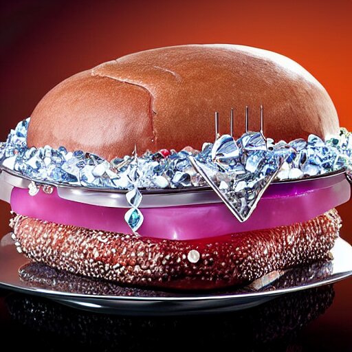 Lexica A crystal hamburger centerpiece, digital art, dramatic jewelry