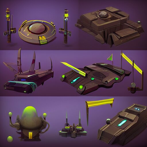 2d props concept game design assets sci-fi room components, modular