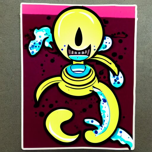 die cut sticker, gomu gomu no gatling, splatter paint 