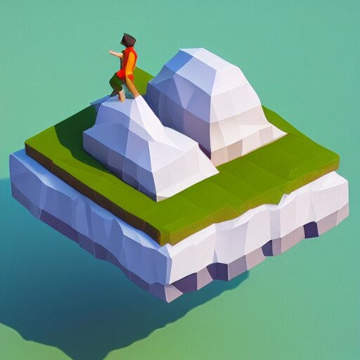 dream a floating island isometric art, low poly art, game art, artstation, 3D render, cgsociety