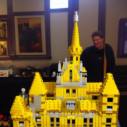 a huge yellow castle made out of lego, 90,