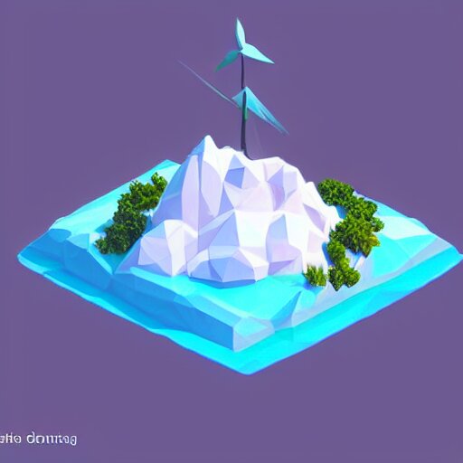 a floating island on an ocean isometric art, low poly art, game art, artstation, 3D render, cgsociety, unreal engine 5