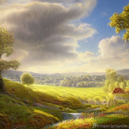 dreamscape little countryside landscape colored pencil, highly detailed, highly accurate, deep aesthetic, 8 k, highly ornate intricate details, cinematic lighting, rich colors, ray tracing, hyperrealistic, photorealistic, cinematic landscape, trending on artstation, 