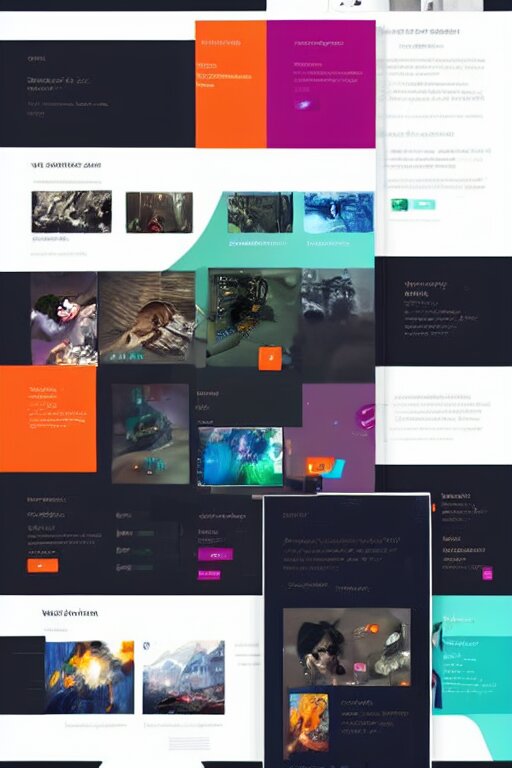 website layout for digital artist, clean modern colorful ui 