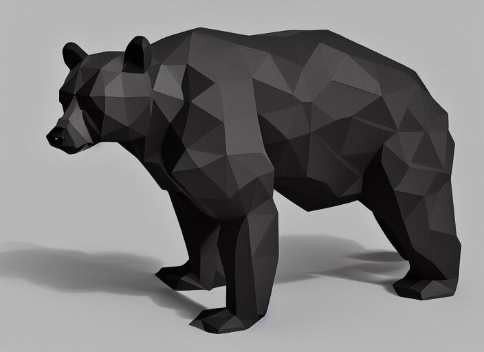 low polygon render of a bear, on a white background, isometric 3 d, ultra hd 