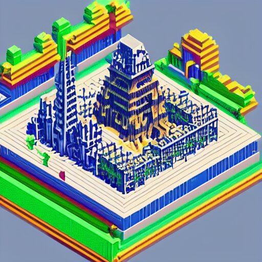 isometric voxel art of paris