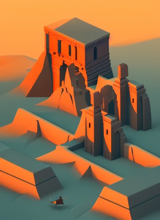 a low poly isometric render of sphinx in the style of monument valley, intricate, elegant, smooth shading, soft lighting, illustration, simple, solid shapes, by magali villeneuve, jeremy lipkin and michael garmash, rob rey and kentaro miura style, octane render 