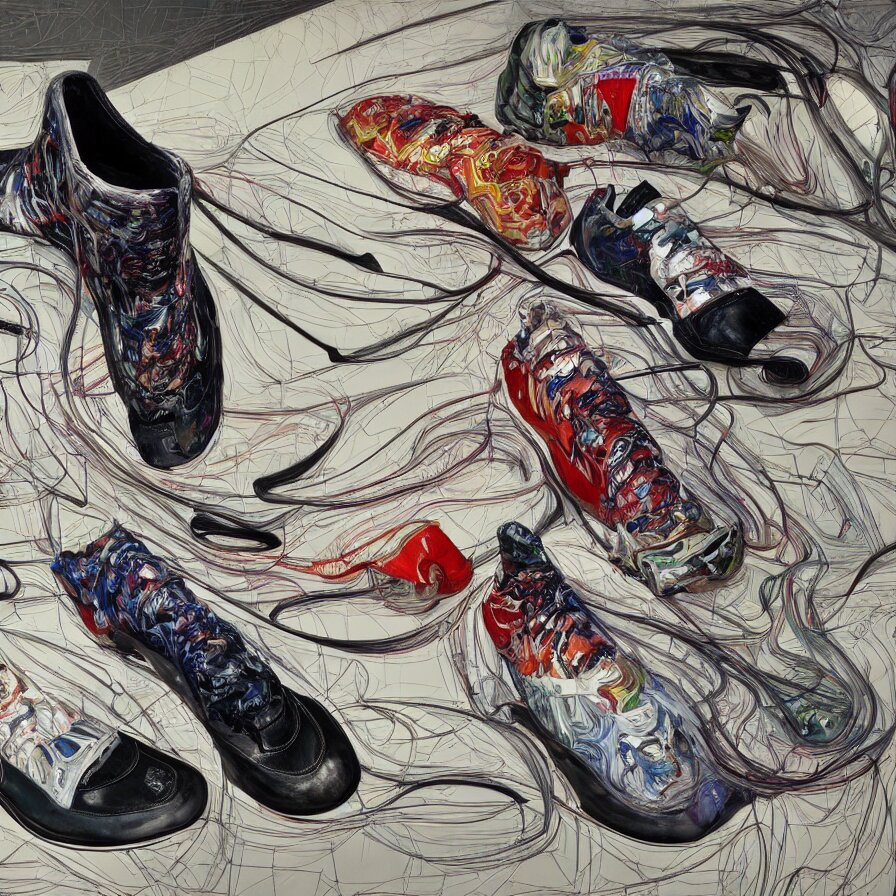 futuristic balenciaga sneakers, nft art, highly detailed, hyper realistic, art by todd mcfarlane, by ( ( ( lucian freud ) ) ) and gregory crewdson and francis bacon 