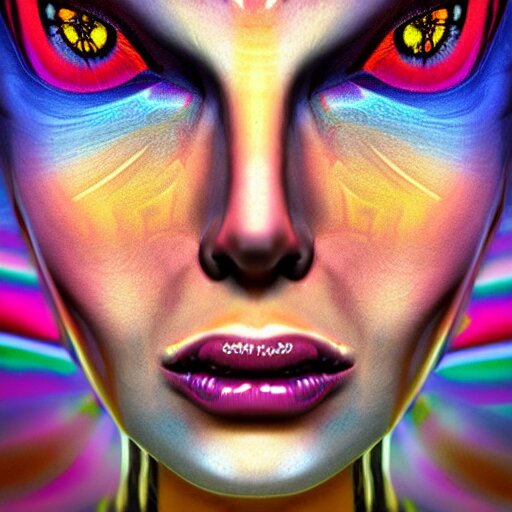 hyperrealistic psychedelic nightmare fractal face render in style of laura borealisis | photorealistic, cgsociety, glossy, liquid, vivid colours 4 k 