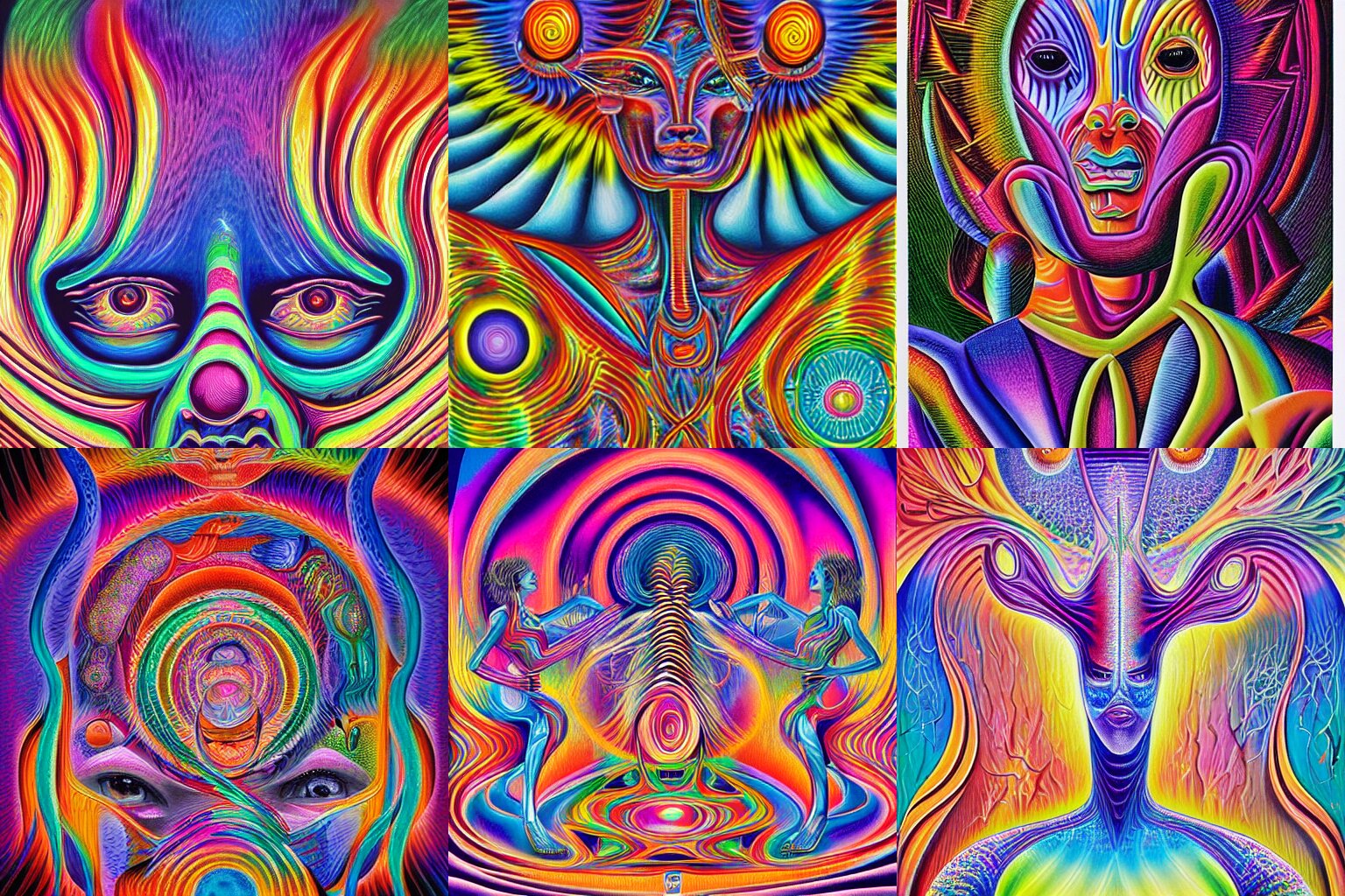 an abstract painting of joy by Alex Grey,Lisa Frank, and H.R. Giger, highly detailed