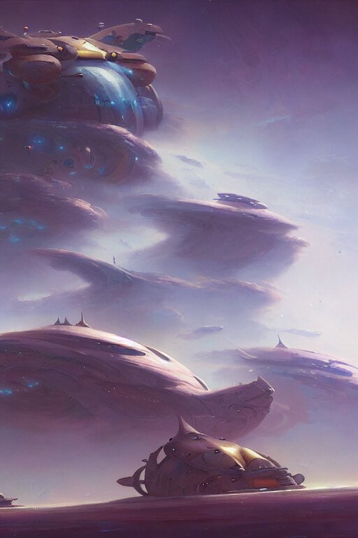 hyoerbolic starship concept design by peter mohrbacher and craig mullins and hiroshi yoshida and james jean and frank frazetta and michael whelan and andreas rocha 