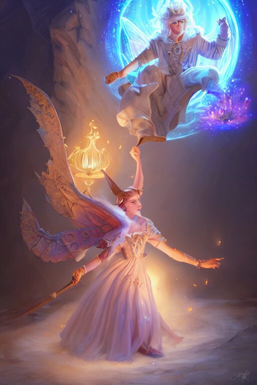 legendary fairy prince wizard cast a spell, highly detailed, d & d, fantasy, highly detailed, digital painting, trending on artstation, concept art, sharp focus, illustration, global illumination, ray tracing, realistic shaded, art by artgerm and greg rutkowski and fuji choko and viktoria gavrilenko and hoang lap 