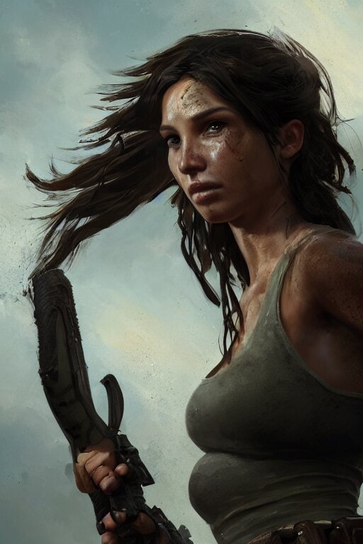 Lexica - A fancy portrait of Lara croft by Greg Rutkowski, Sung Choi ...