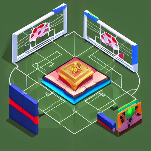 artstation game icon of a soccer lootbox, 3 d, isometric, game, 