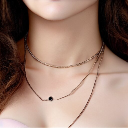 necklace on a young beautiful woman neck, hyper realistic, 