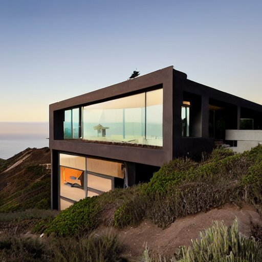 a modern concrete house on the bluffs overlooking the ocean in big sur california 