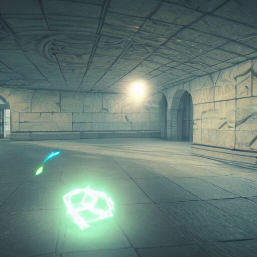 arcane teleportation pad, realistic lighting, bloom, unreal engine, cinema, particles 