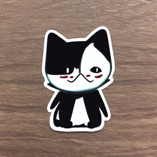 sticker of cute tuxedo cat 