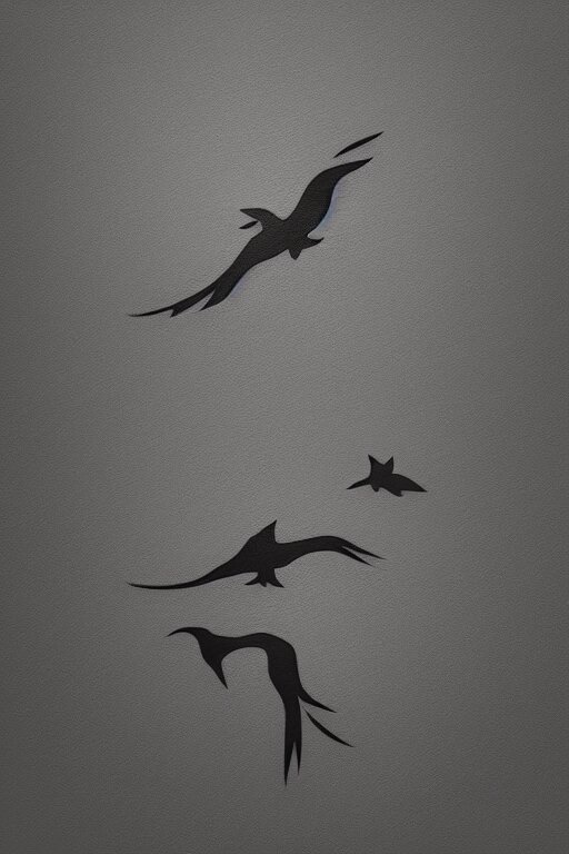 a simple tattoo design of minimalist flying birds, black ink, abstract logo, line art 