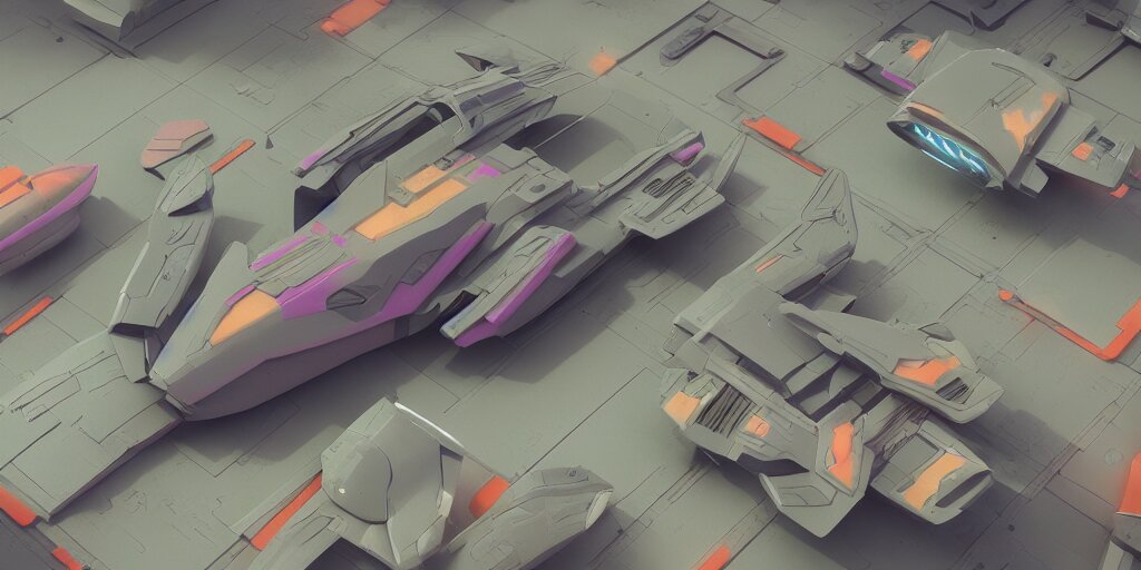 Hard Surface Shape Form Exploration, Detailed, artstation, 8k, sci-fi, pastel colors, props, panel, concept, spaceship, futuristic, greeble, simon stalenhag