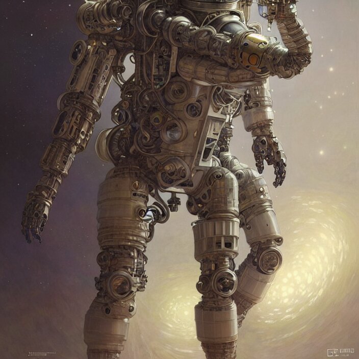 organic cyborg Russian cosmonaut, diffuse lighting, fantasy, intricate, elegant, highly detailed, lifelike, photorealistic, digital painting, artstation, illustration, concept art, smooth, sharp focus, art by John Collier and Albert Aublet and Krenz Cushart and Artem Demura and Alphonse Mucha