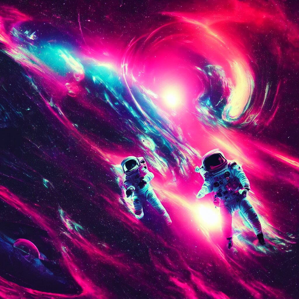 Astronaut Sucked Into Blackhole Synthwave Glitchy Reflective Arthubai 