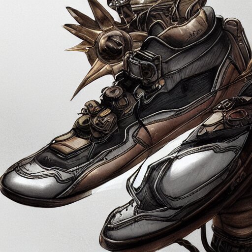 sneaker concept art, steampunk, sharp focus, illustration, concept art by tooth wu 