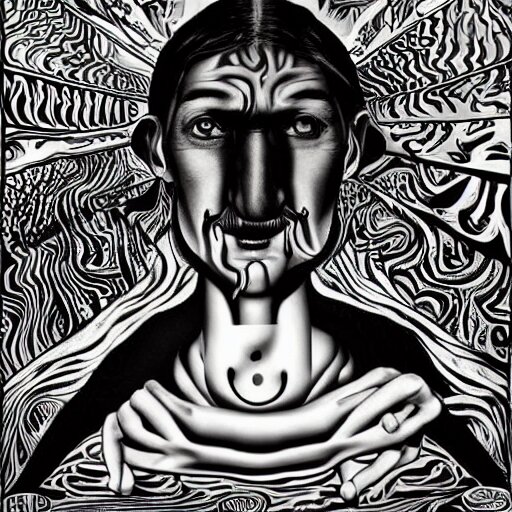 psychedelic ; trippy ; acid trip ; artgerm ; salvadore dali ; surreal ; abstract ; lsd ; jesus christ breaking bread 