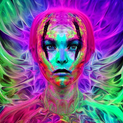hyperrealistic psychedelic nightmare fractal face render in styl ...