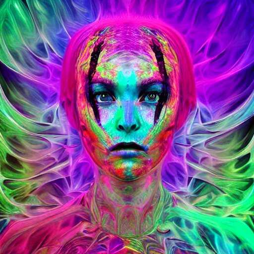 hyperrealistic psychedelic nightmare fractal face render in style of laura borealisis | photorealistic, cgsociety, glossy, liquid, vivid colours 4 k 