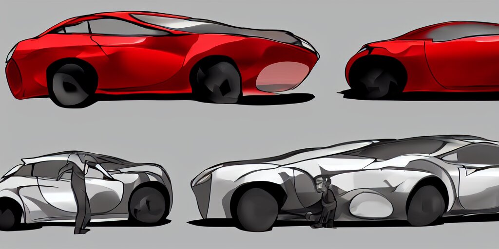 mashup concept of two cars as one. No background, concept art style.