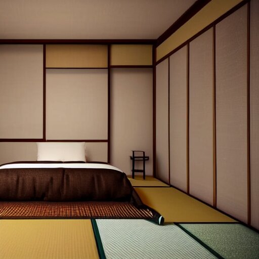 still photo of a japanese guest room, highly detailed, photorealistic portrait, bright studio setting, studio lighting, crisp quality and light reflections, unreal engine 5 quality render 