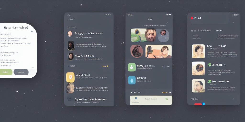 UC mock-up for a time traveling app, hyperrealistic, flat design, dark mode