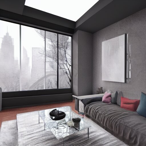 modern loft overlooking central park in a blizzard, sketch over watercolor lines, artstation, pastels, octane, unreal engine, dynamic 