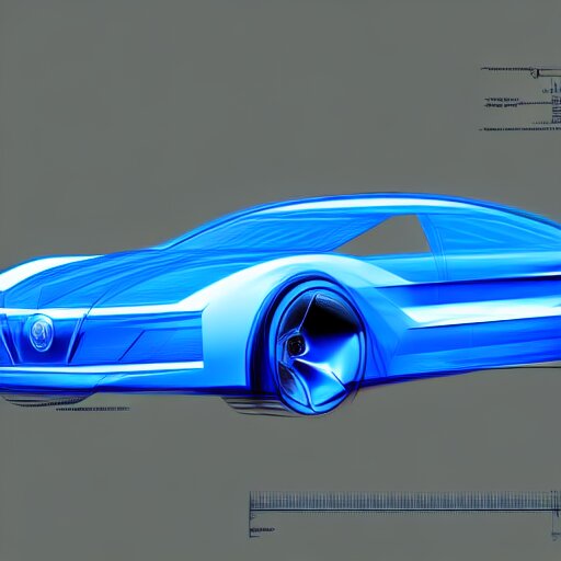 blueprint for an advanced car, concept art, digital sketch, 4 k, hd 