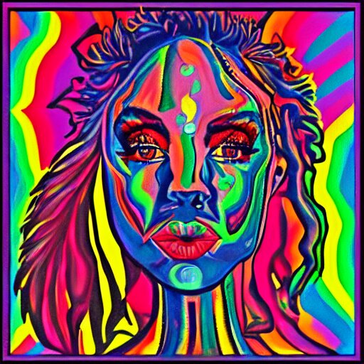 a cool colourful psychedelic face in the style of an album cover 