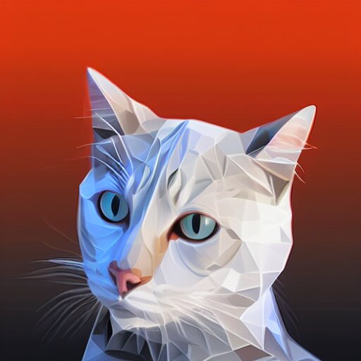 orange to red gradient low poly art of cat 