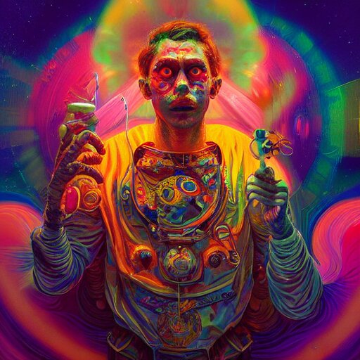 An extremely psychedelic experience, colorful, surreal, dramatic lighting, cosmonaut, LSD, face, detailed, intricate, elegant, highly detailed, digital painting, artstation, concept art, smooth, sharp focus, illustration, art by Sam Spratt, Dan Mumford, Artem Demura and Alphonse Mucha