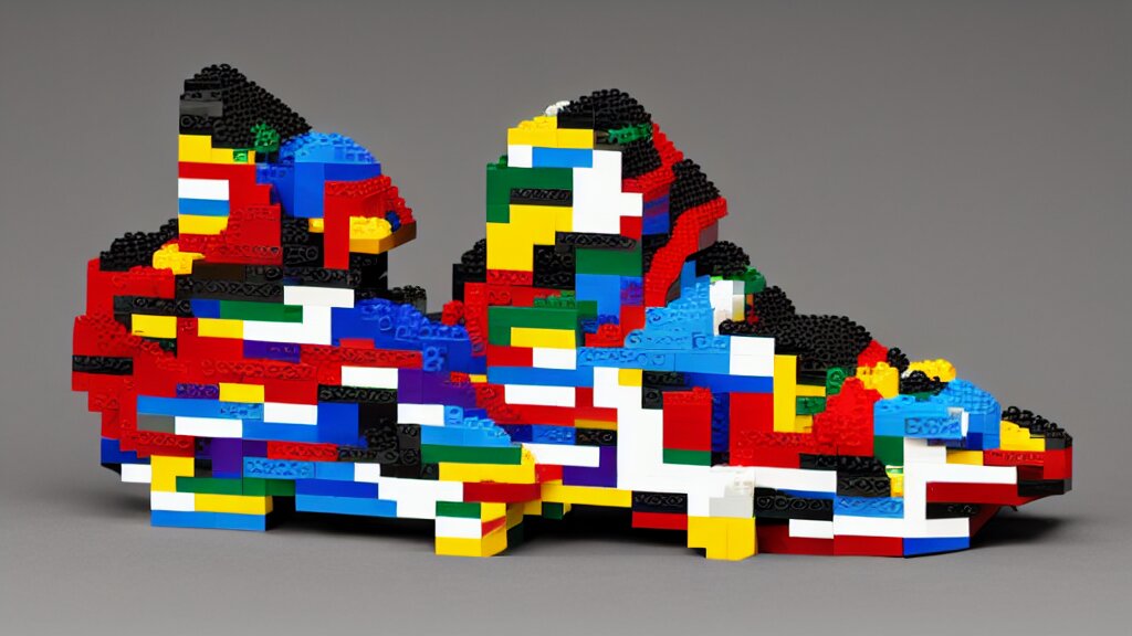 sneaker made out of lego, art deco, digital harlem renaissance 