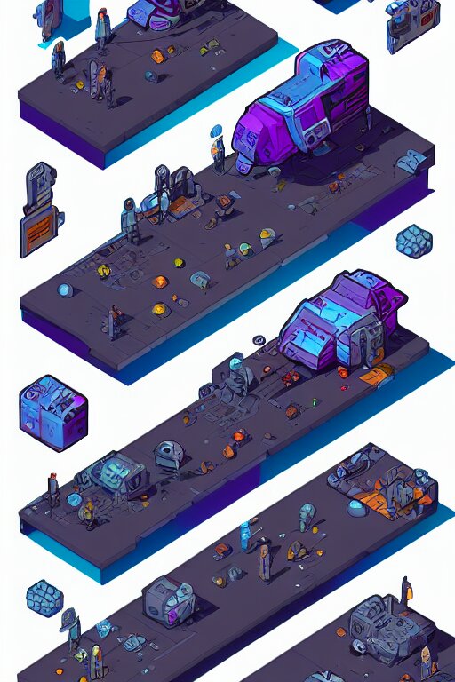 isometric design, sprite sheet, game resources, futuristic van by josan gonzalez 