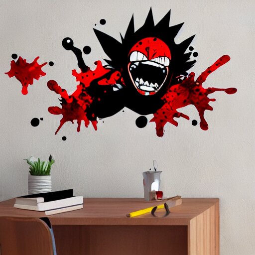 die cut sticker, gatling attack by luffy, splatter paint 