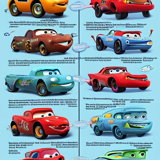 Disney Pixar's Cars biology anatomy chart study