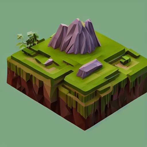 a floating island isometric art, low poly art, game art, artstation, 3D render, cgsociety