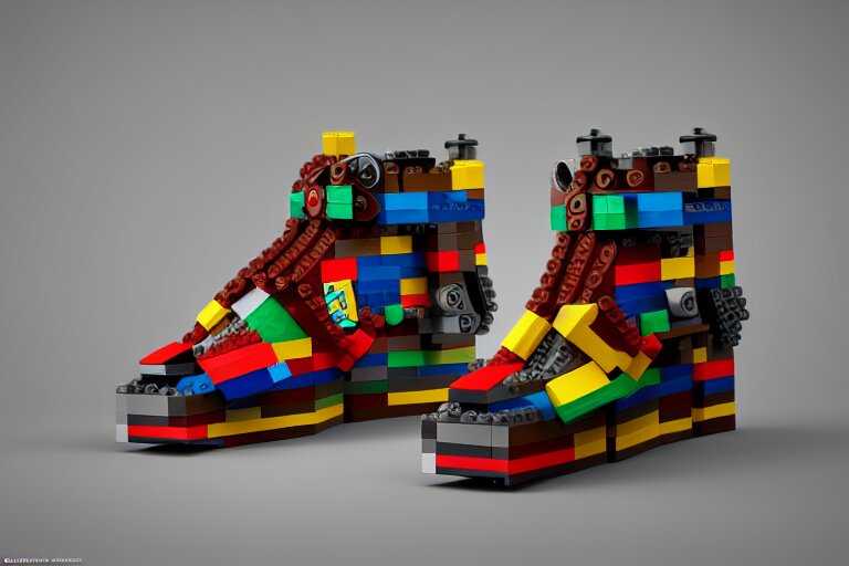 sneaker made out of lego, steampunk, sculpture, cinema 4 d, octane render 