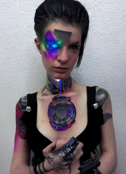 tattoo of a cyberpunk female