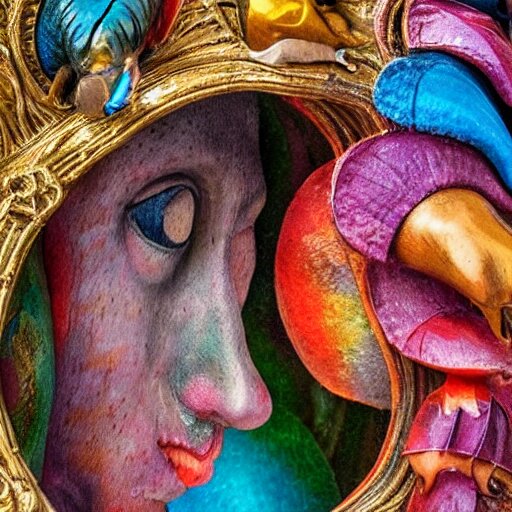 giant colourful tiny intricate variations of detail cool beautiful creature sculpture, full deep focus maximalist photography, hieronymus bosch, reflections, 8 k 