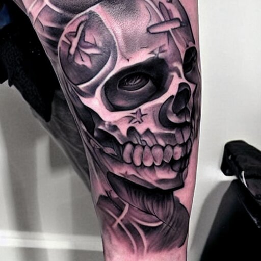 ghost tattoo design, hyper realstic, on arm, high detailed 