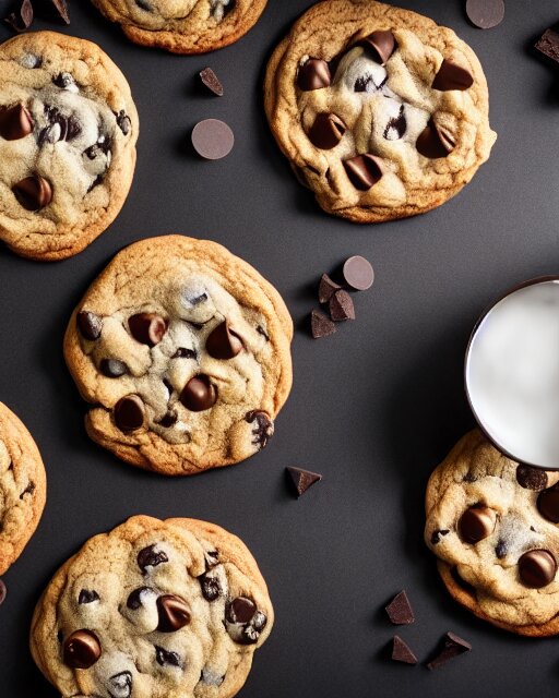 plate full of several freshly baked chocolate chip cookies, delicious, glistening, chocolate sauce, marshmallows, highly detailed, award winning photography octane render 